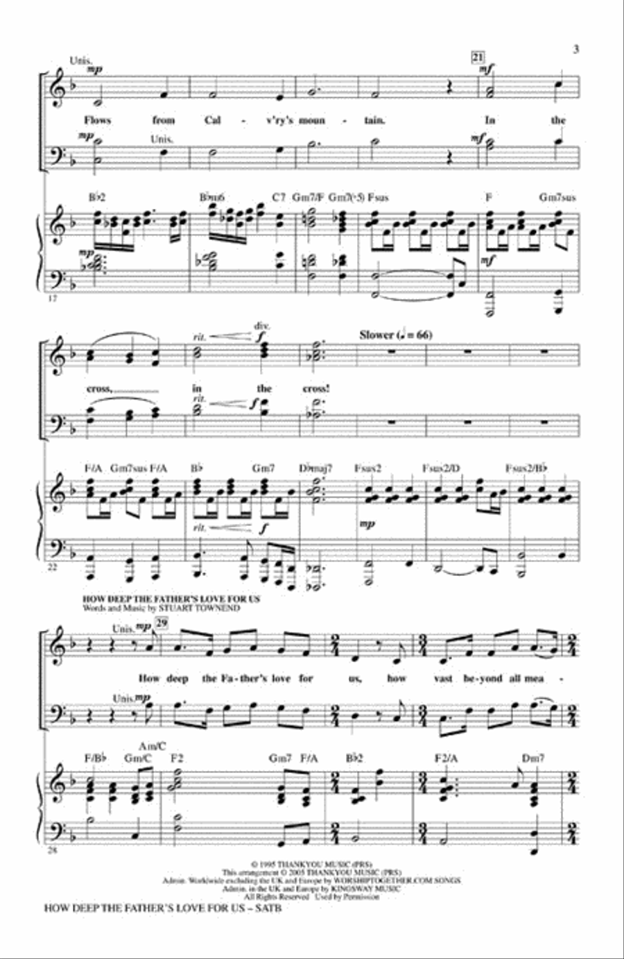 How Deep the Father's Love For Us (with “Jesus Keep Me Near the Cross”) 4-Part scores gallery preview page 3