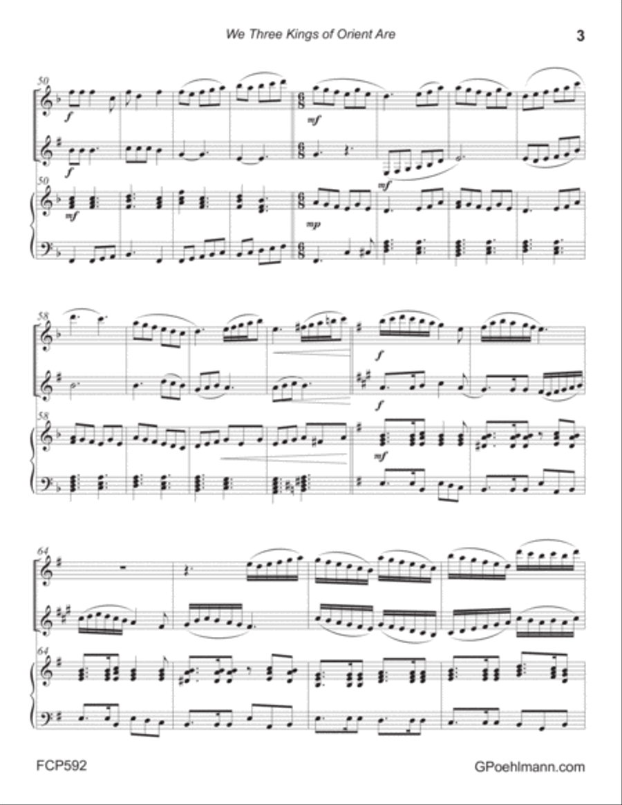 WE THREE KINGS - FLUTE and CLARINET DUET with Piano Accompaniment Woodwind Duet scores gallery preview page 3