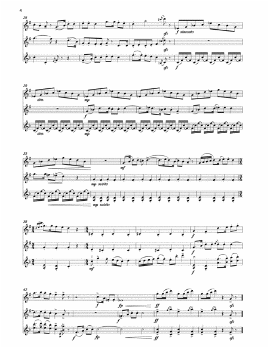IAN BUTTERWORTH Two for Three for clarinet, trumpet & violin Small Ensemble scores gallery preview page 4