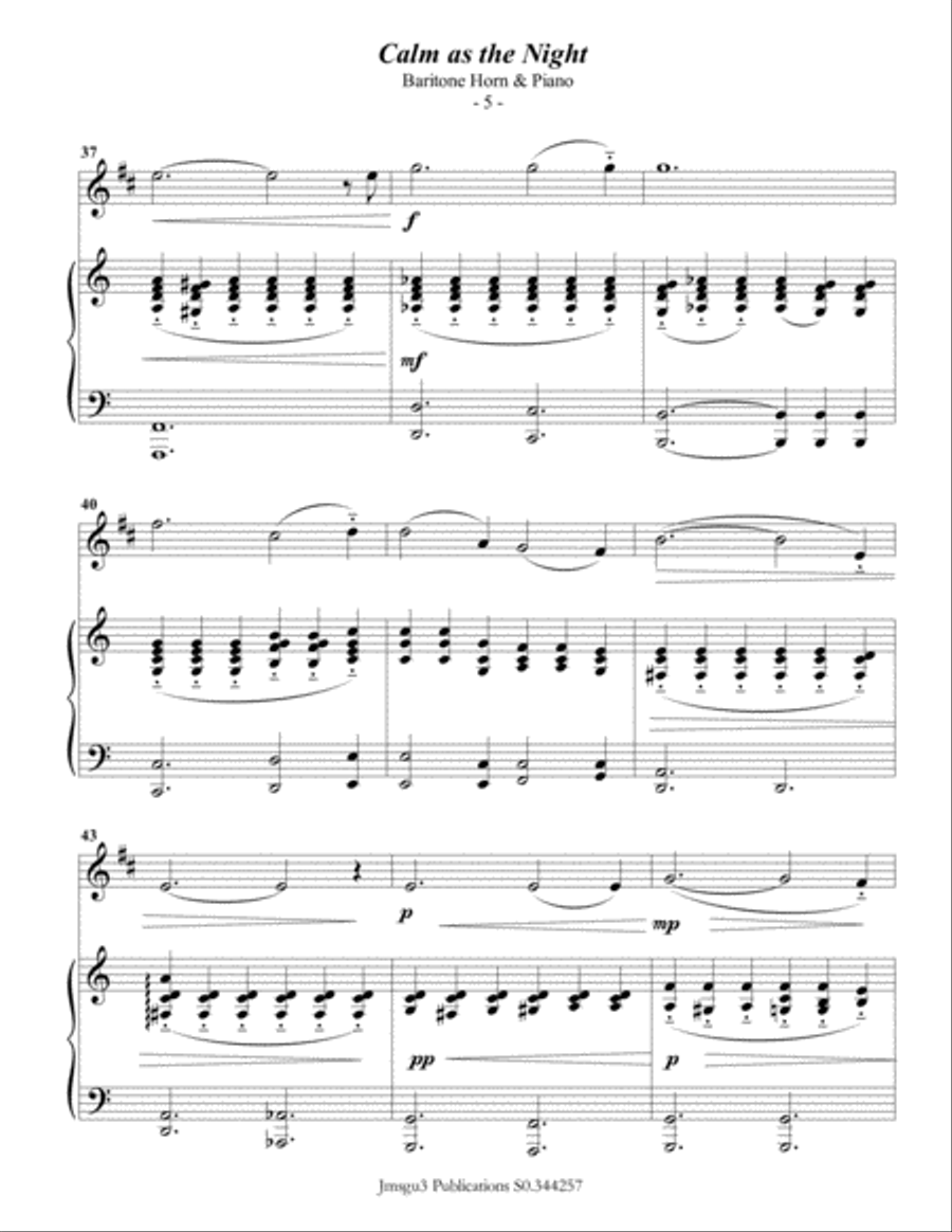Bohm: Calm as the Night for Baritone Horn & Piano Baritone Horn scores gallery preview page 5