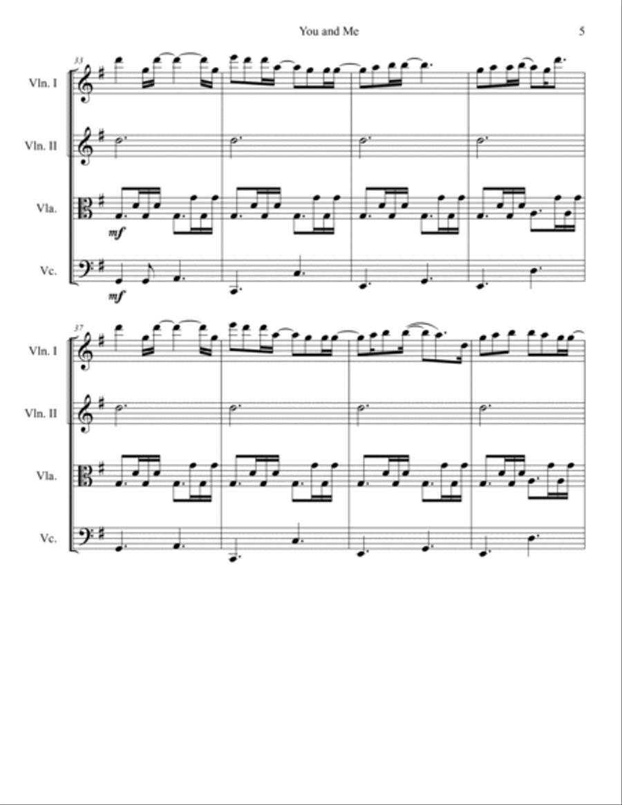 You And Me You And Me String Quartet scores gallery preview page 5