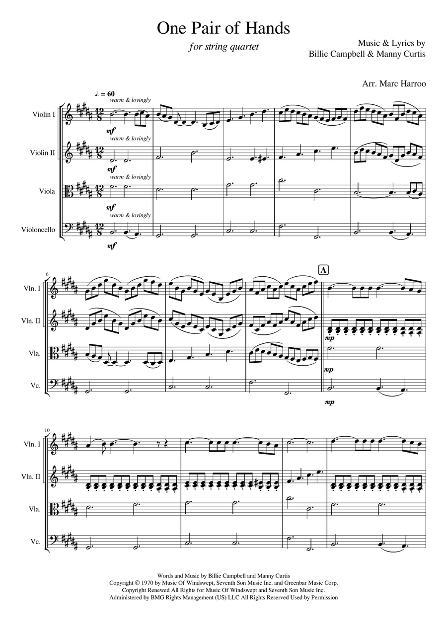 One Pair Of Hands String Quartet scores gallery preview page 1