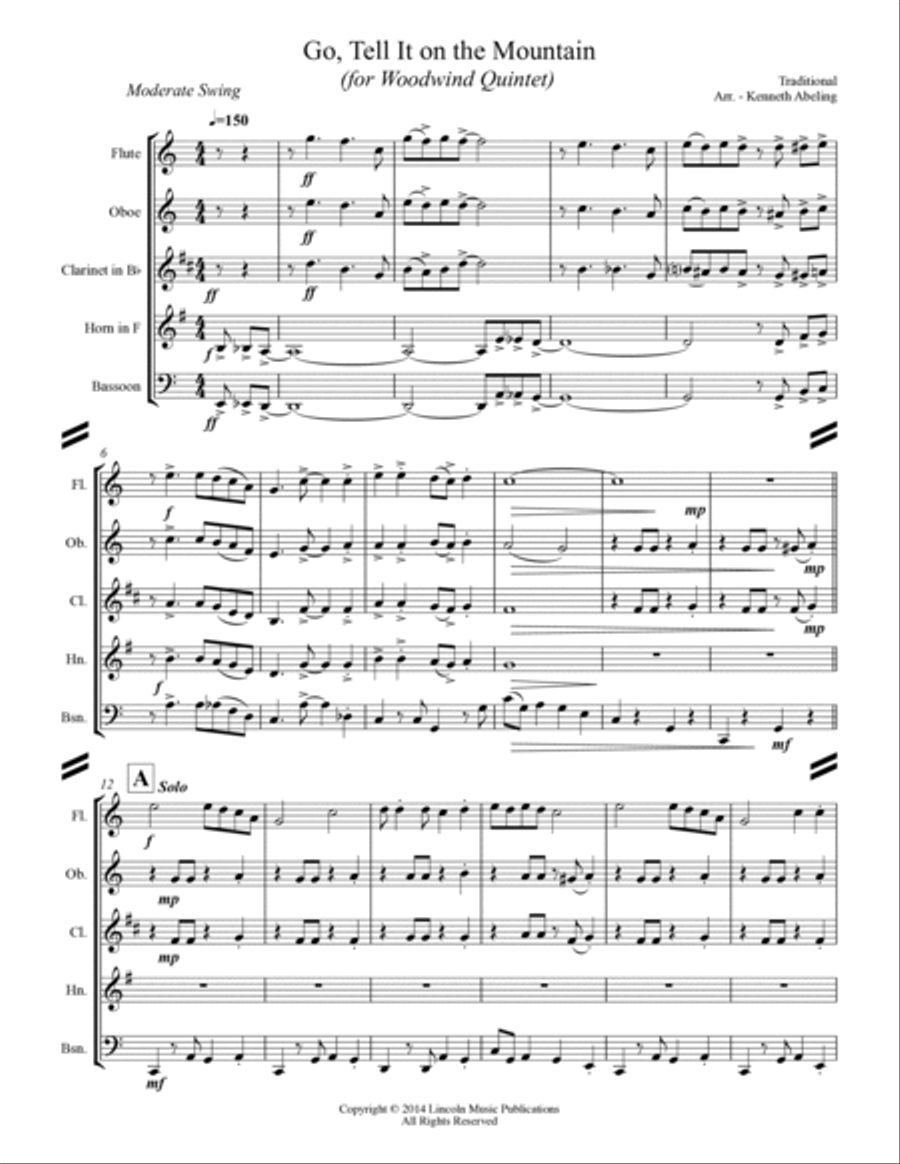 Go Tell it on the Mountain (for Woodwind Quintet) Woodwind Quintet scores gallery preview page 2