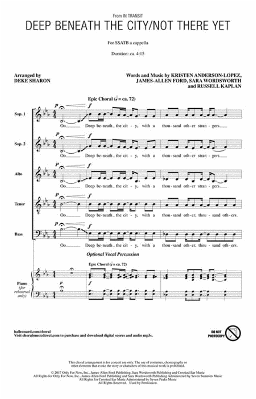 Deep Beneath the City/Not There Yet SSATB scores gallery preview page 2