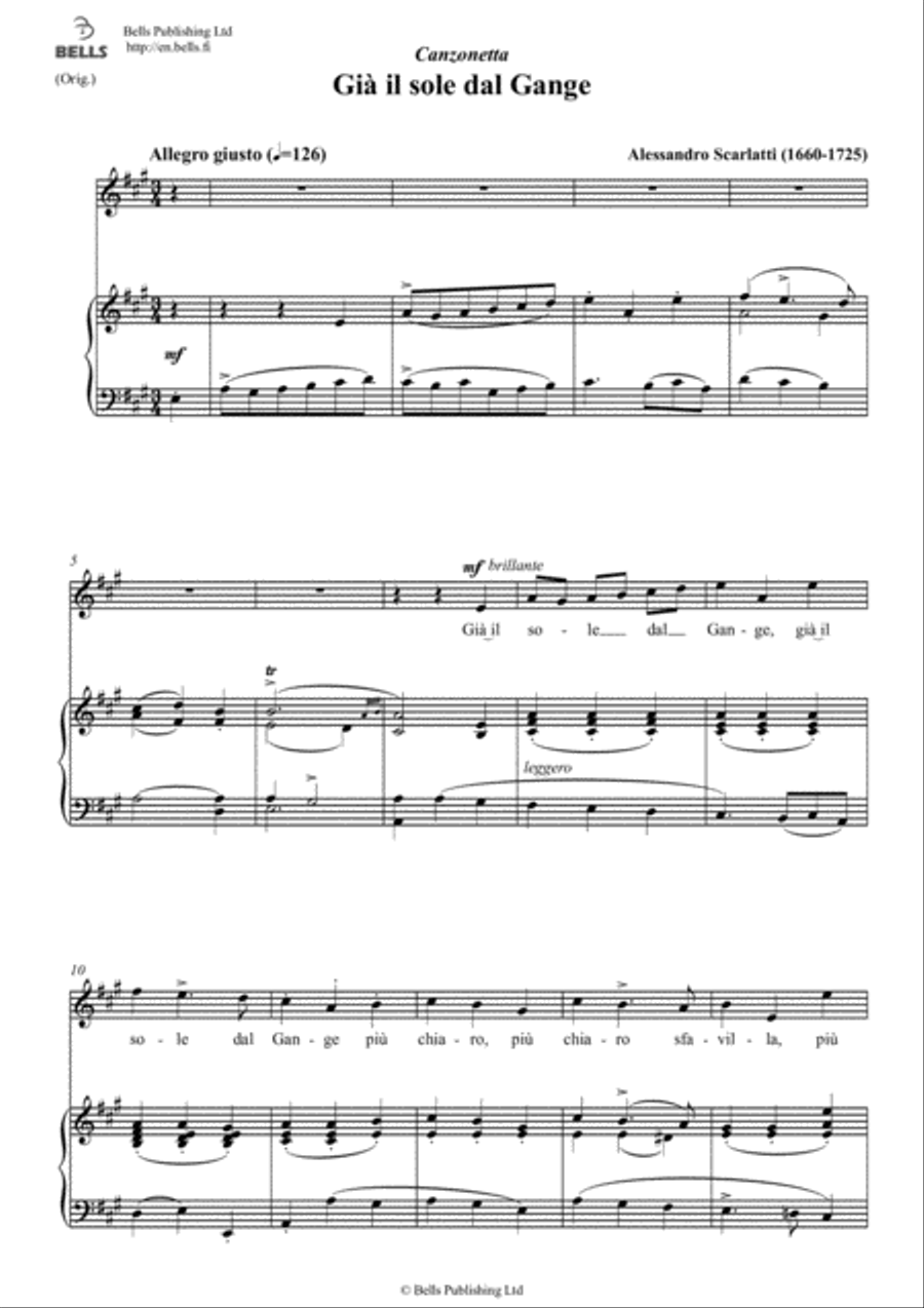Gia il sole dal Gange (Original key. A Major) Voice Solo scores gallery preview page 1