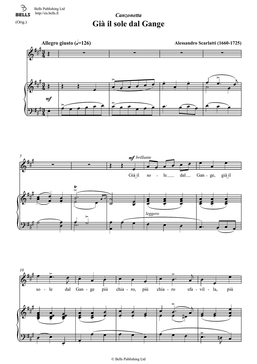 Gia il sole dal Gange (Original key. A Major)