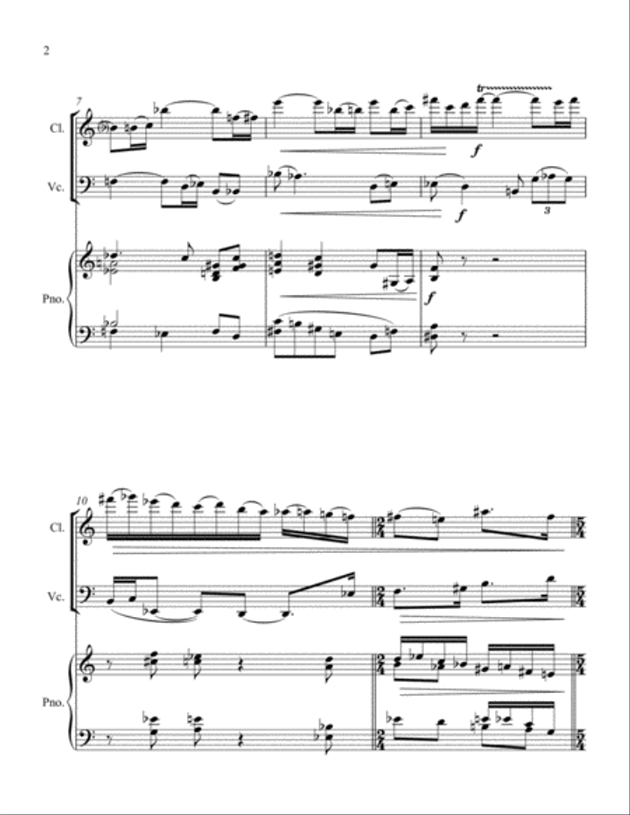 Sonta for Bb Clarinet, Cello and Piano Small Ensemble scores gallery preview page 2