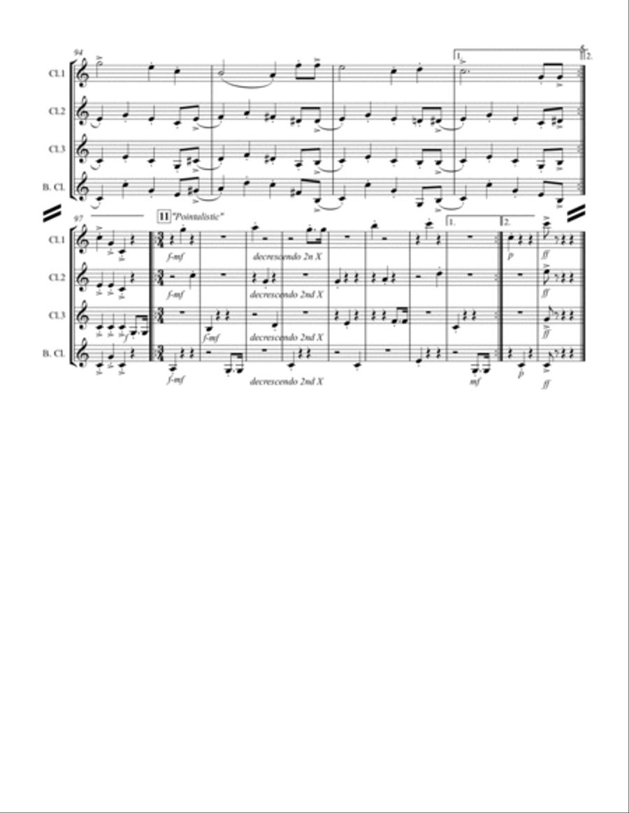 Happy Birthday and Stylistic Variations (for Clarinet Quartet) Clarinet Quartet scores gallery preview page 6