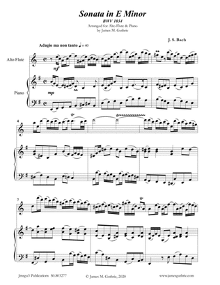 Book cover for BACH: Sonata BWV 1034 for Alto Flute & Piano