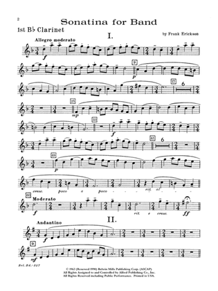 Sonatina for Band: 1st B-flat Clarinet