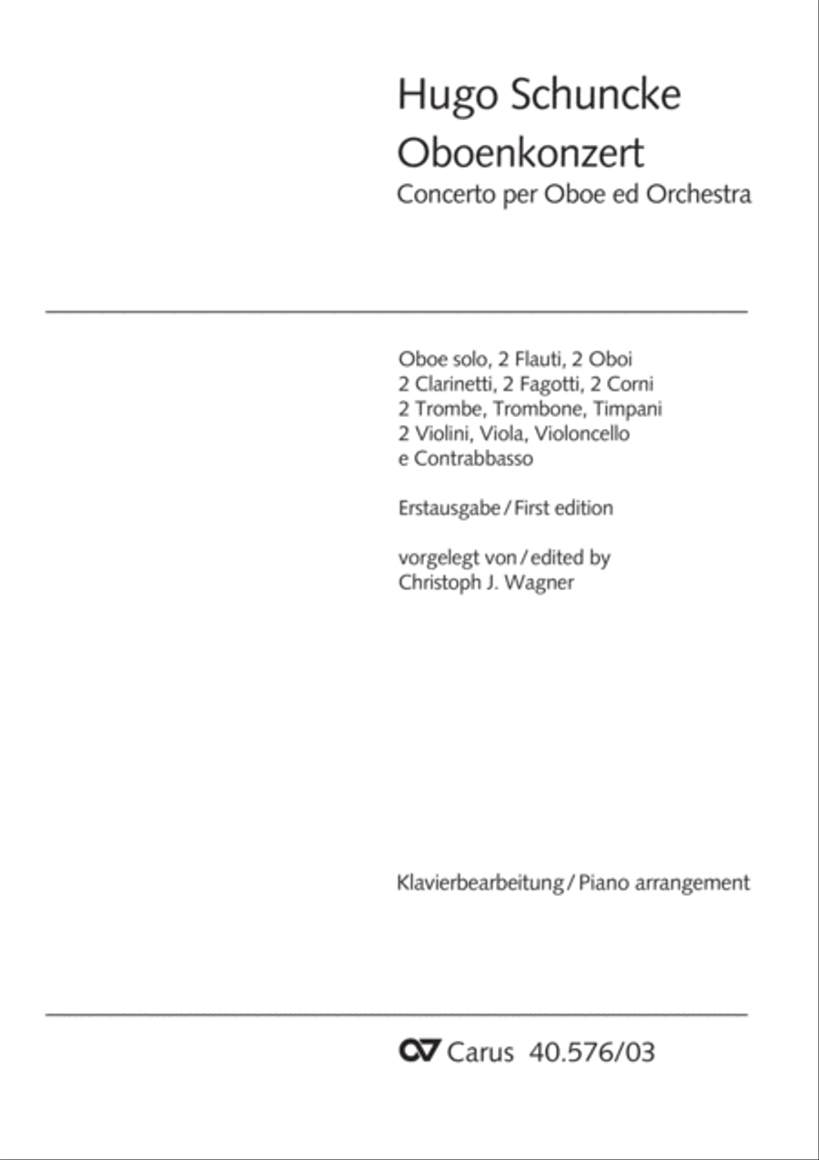 Oboe Concerto in A minor (Concerto per Oboe ed Orchestra in a)