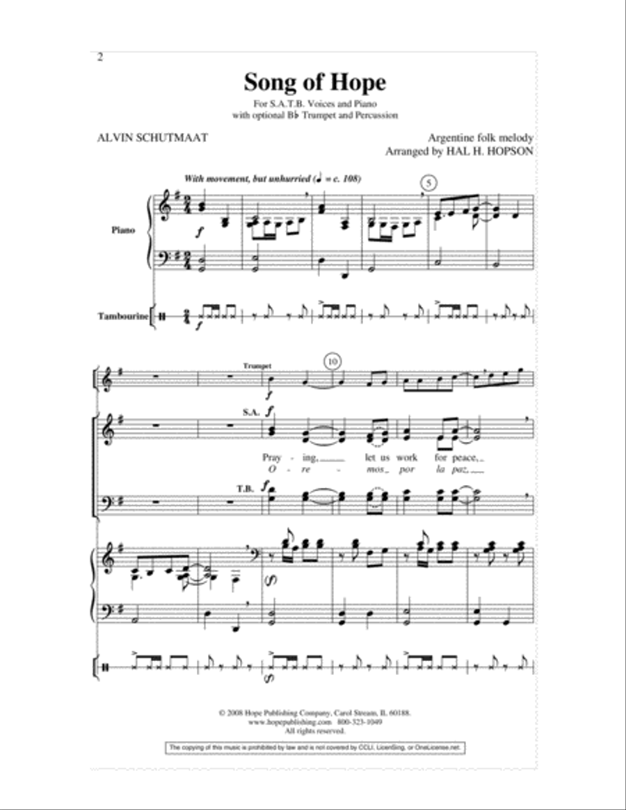Song of Hope Choir scores gallery preview page 2