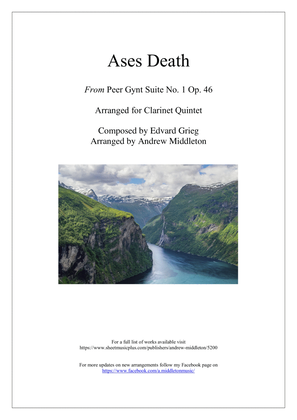 Book cover for Ases Death from Peer Gynt Suite No. 1arranged for Clarinet Quintet