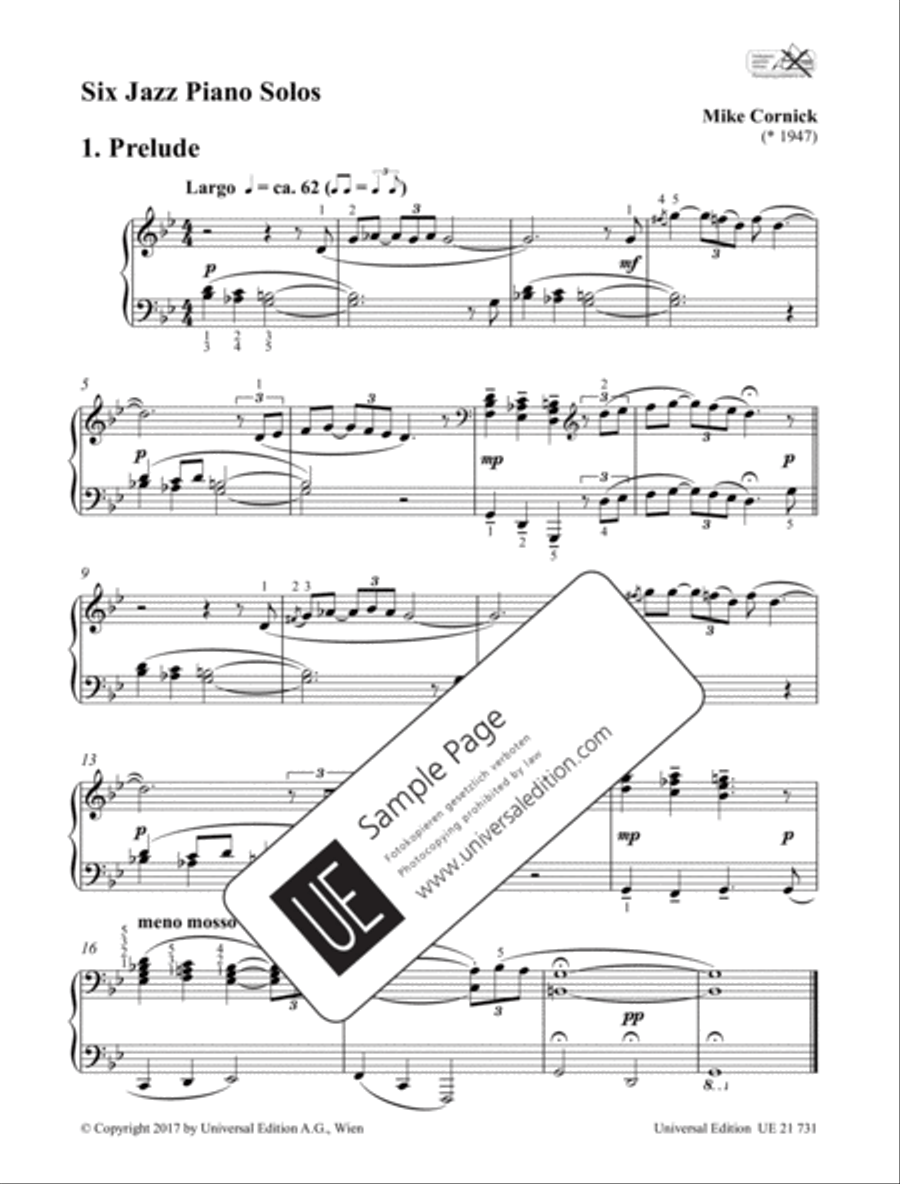 Six Jazz Piano Solos Chamber Music scores gallery preview page 2