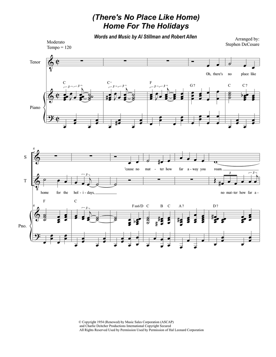 (There's No Place Like) Home For The Holidays Tenor Voice scores gallery preview page 1