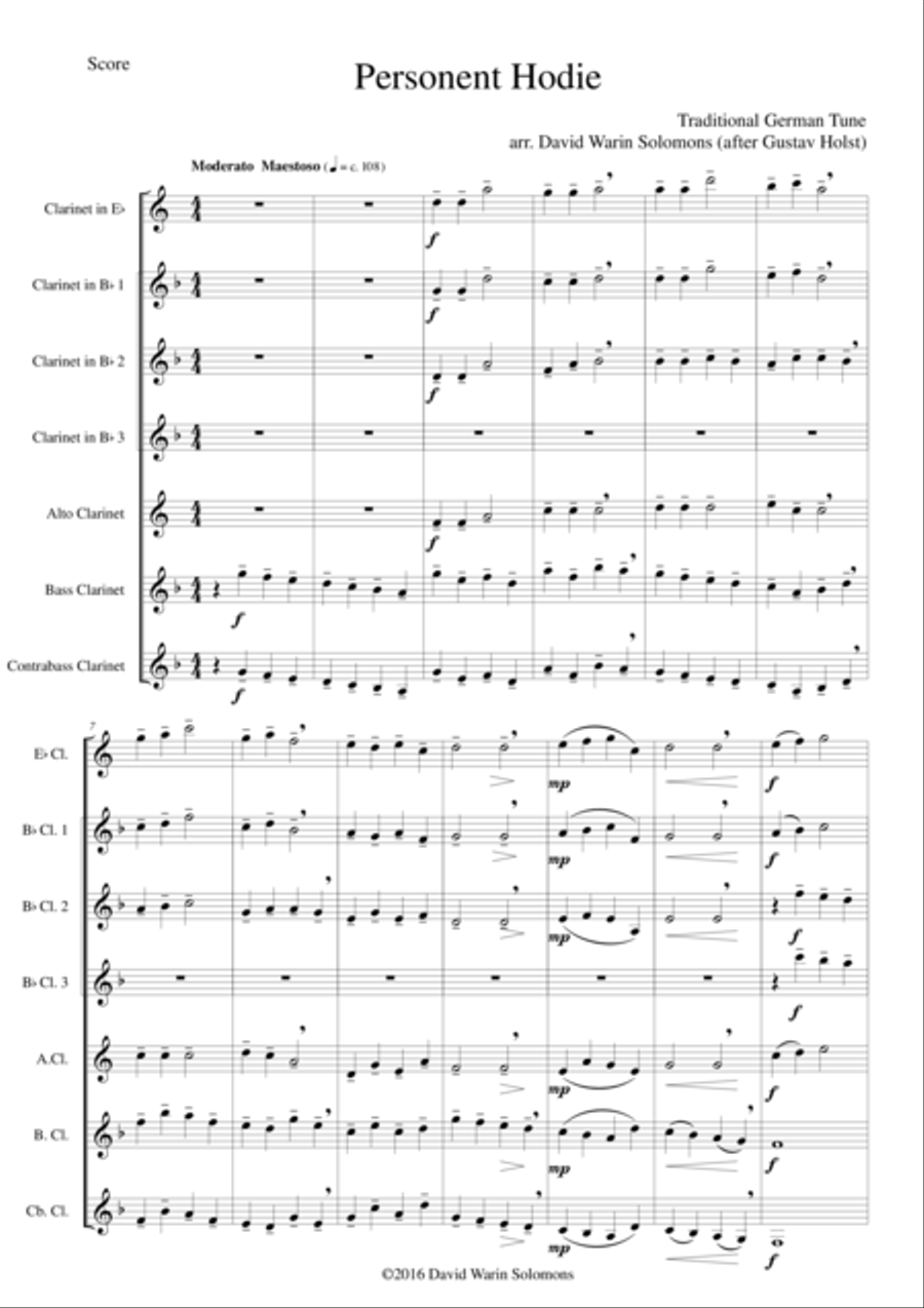 Personent hodie for clarinet choir Chamber Orchestra scores gallery preview page 1