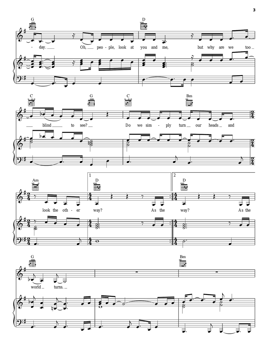 In The Ghetto (The Vicious Circle) Piano, Vocal, Guitar scores gallery preview page 3