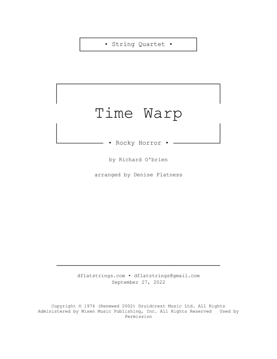 Time Warp String Quartet scores gallery preview page 1