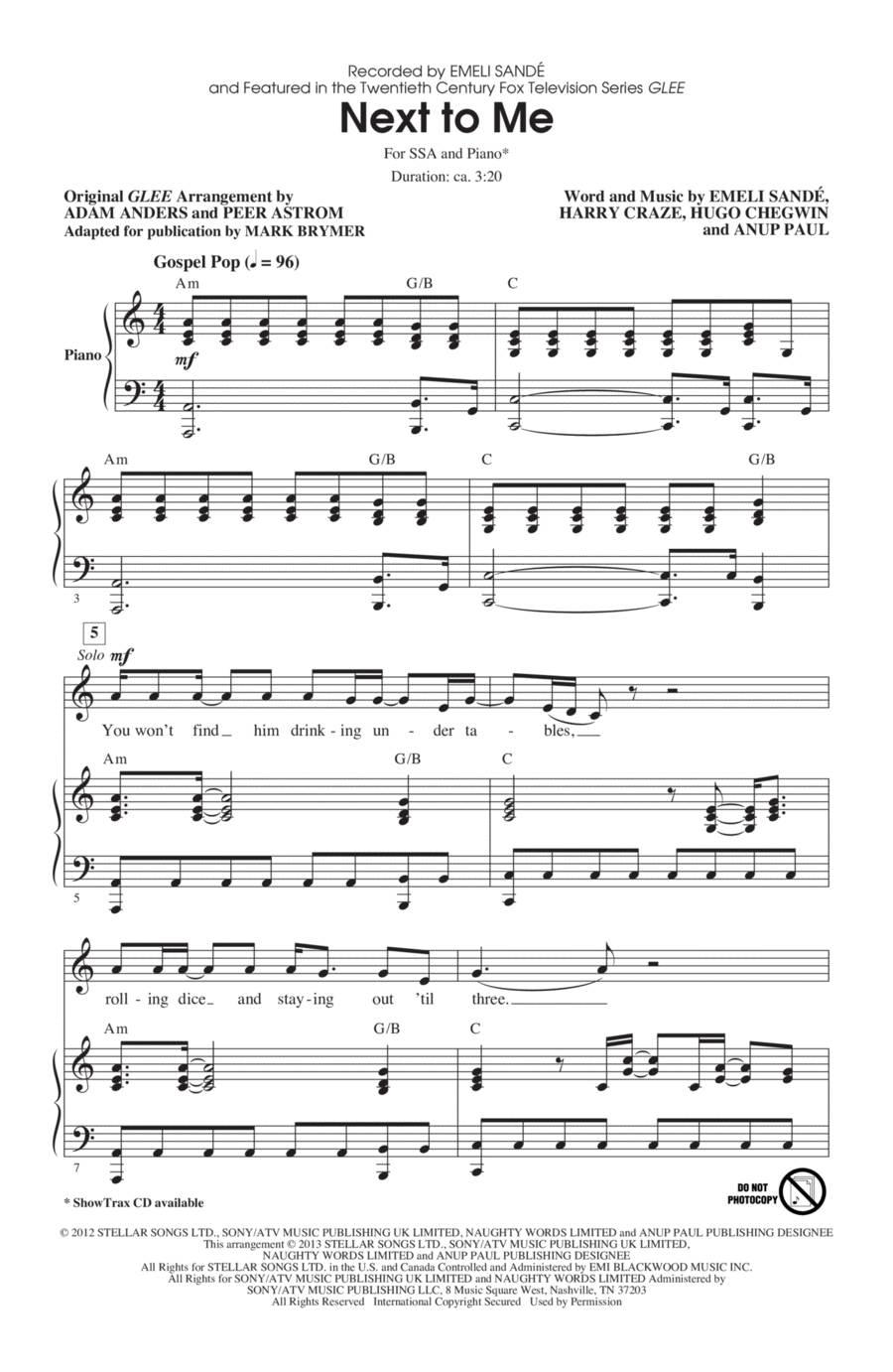 Next To Me SSA scores gallery preview page 1
