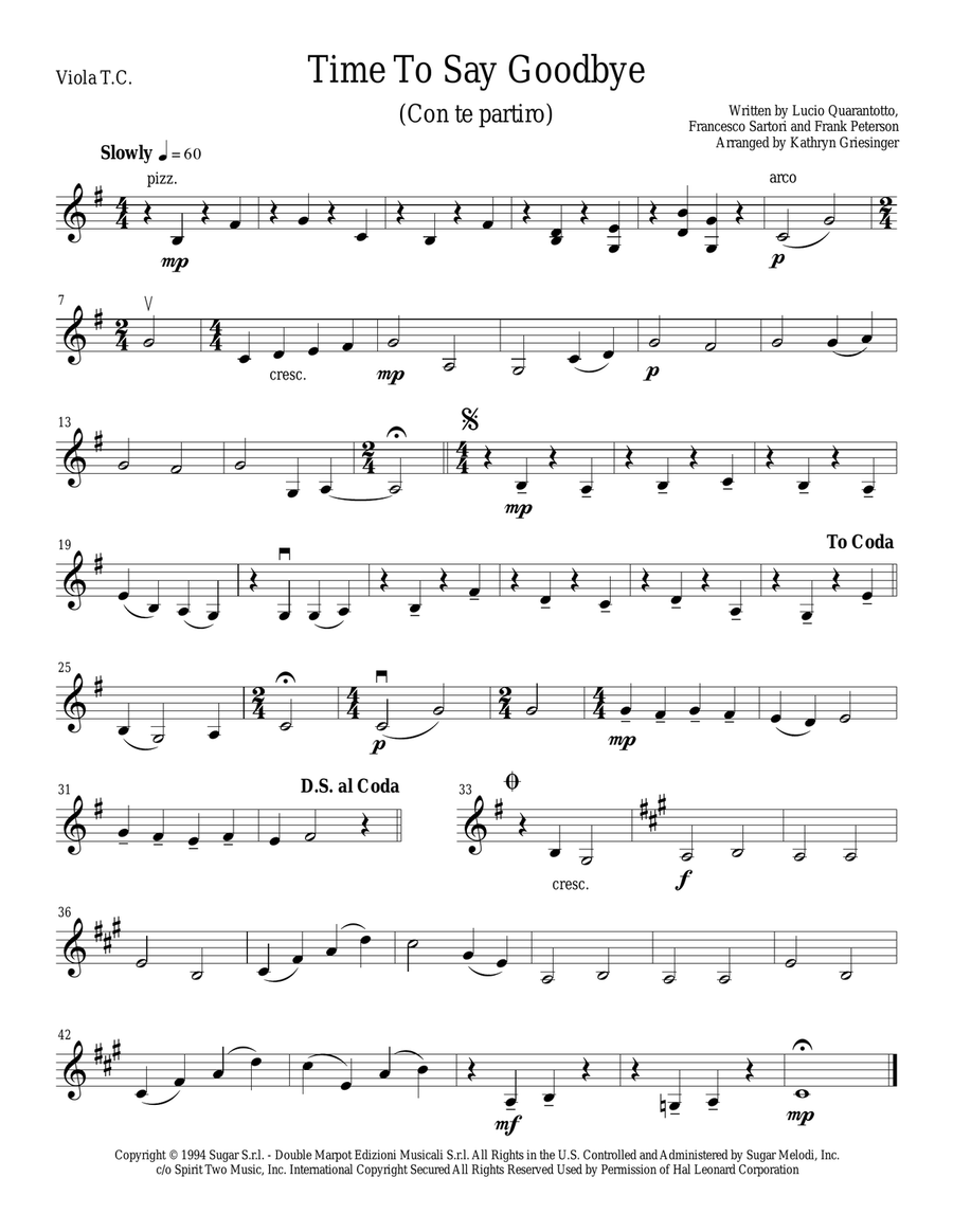Time To Say Goodbye Time To Say Goodbye String Quartet scores gallery preview page 3