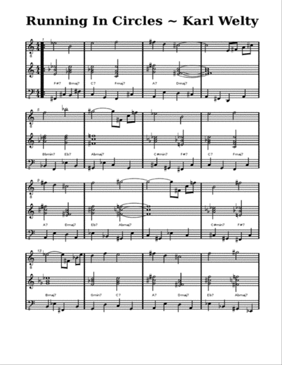 Running In Circles Jazz Ensemble scores gallery preview page 1