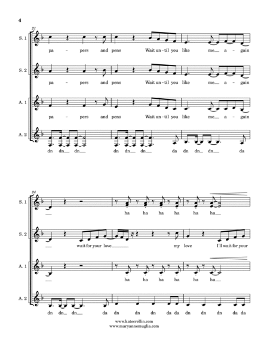 We Can't Be Friends (Wait For Your Love) SSAA scores gallery preview page 4