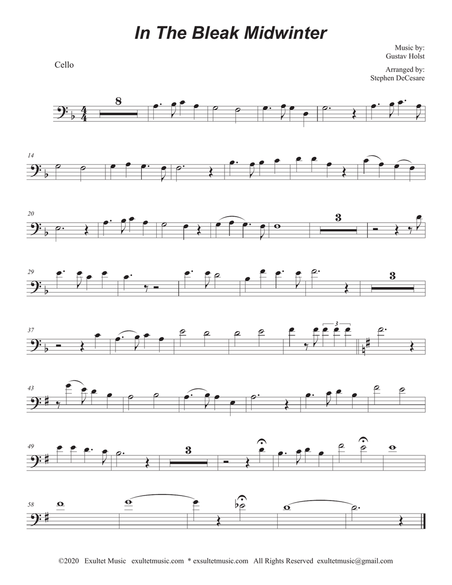 In The Bleak Midwinter (Cello solo and Piano) Piano scores gallery preview page 4