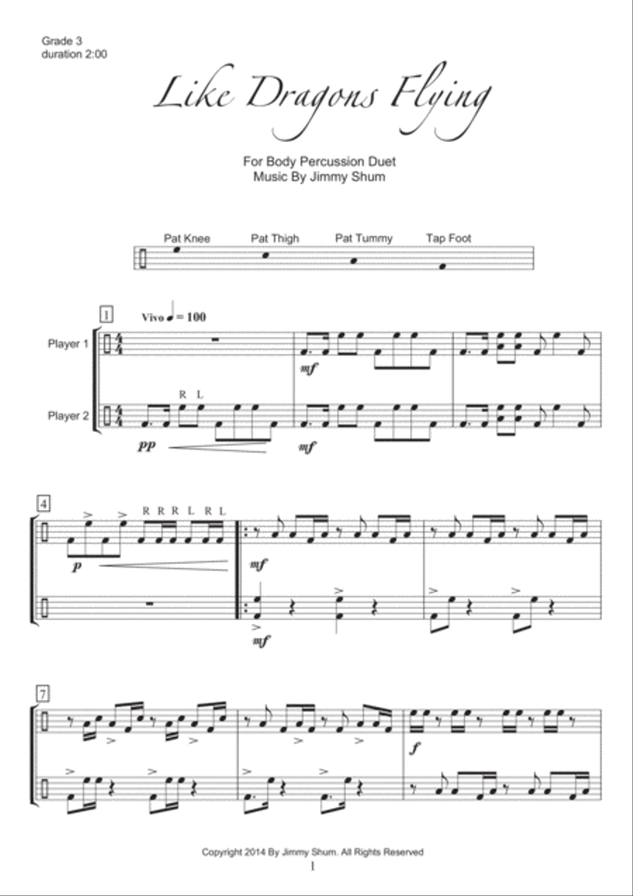 Like Dragons Flying (Body Percussion Duet) Percussion scores gallery preview page 2