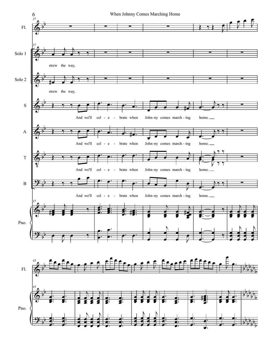When Johnny Comes Marching Home (Solos and SATB) 4-Part scores gallery preview page 6
