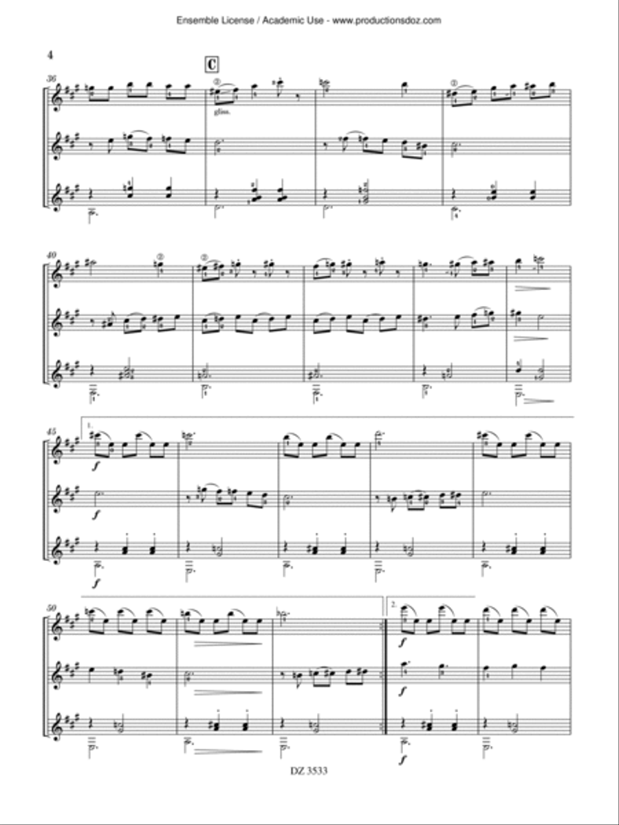 La valse des glings / La valse des regrets Guitar Ensemble scores gallery preview page 4