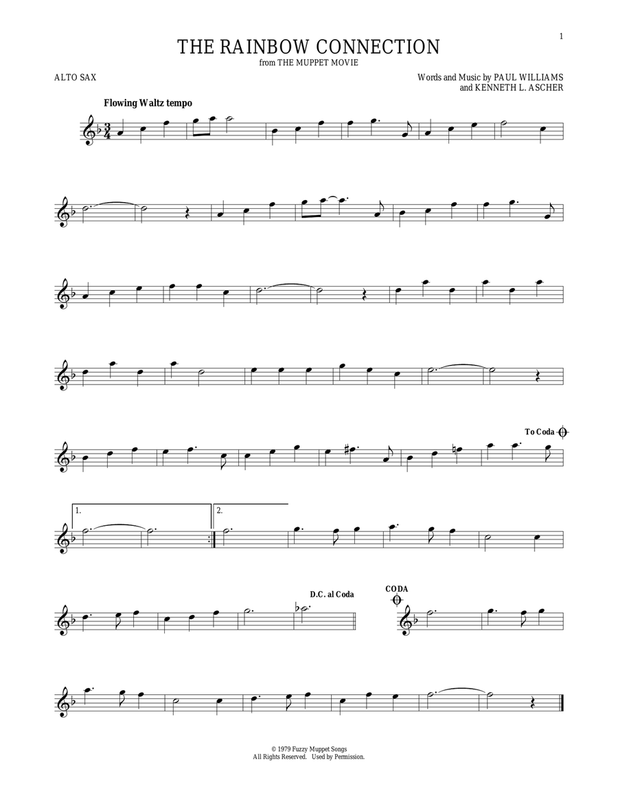 The Rainbow Connection Alto Saxophone scores gallery preview page 1