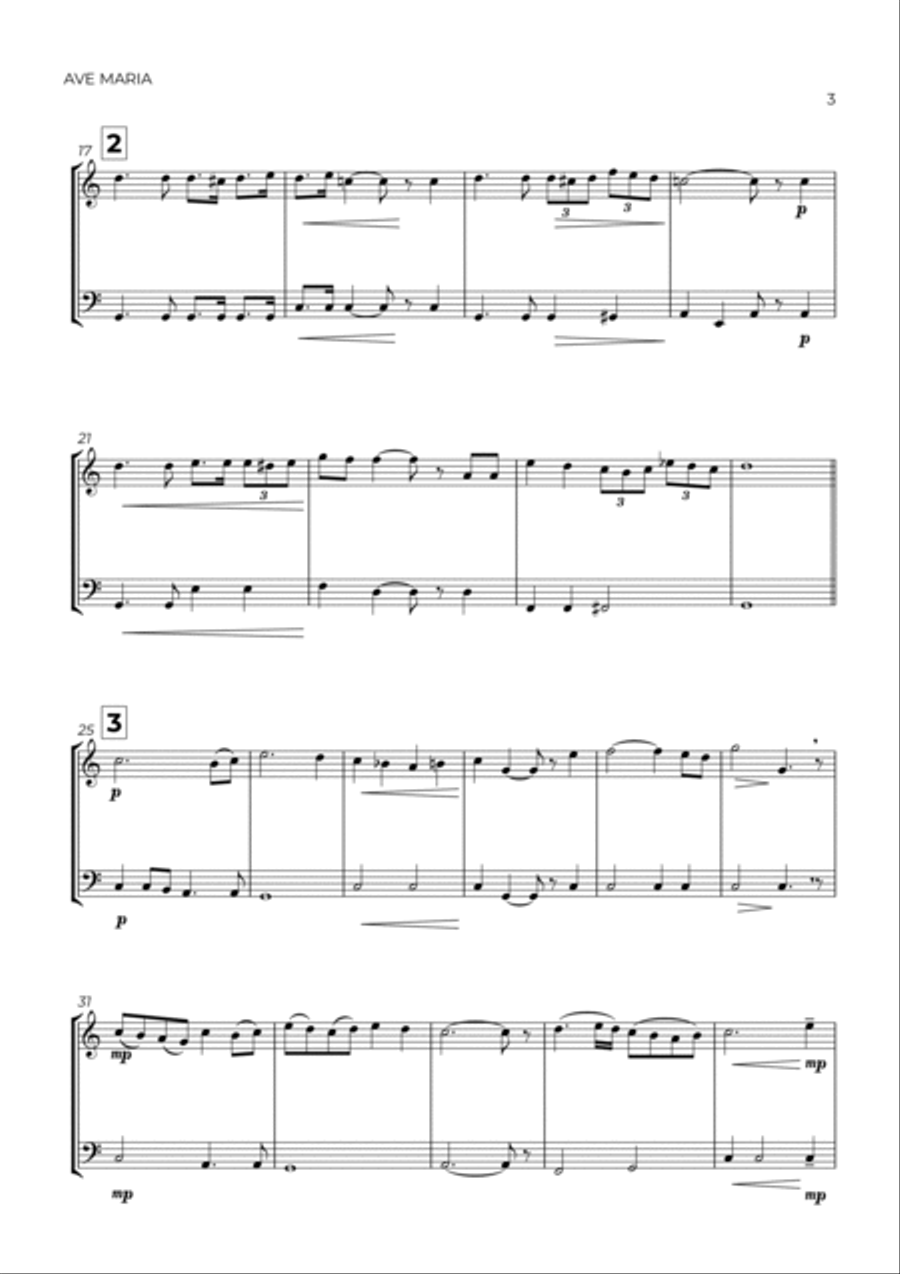 AVE MARIA - SCHUBERT - VIOLIN & CONTRABASS String Duet scores gallery preview page 3