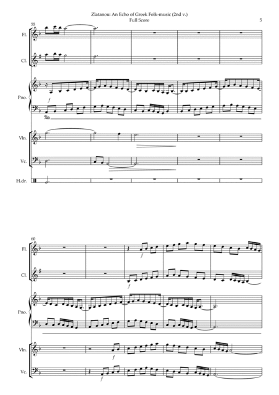 AN ECHO OG GREEK FOLK MUSIC, for chamber ens. Version 2 School and Community scores gallery preview page 5