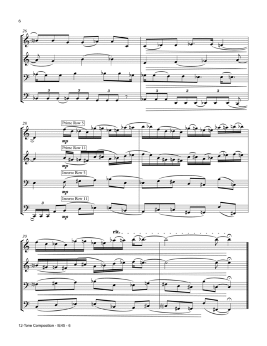 12-tone composition for 4 instruments Small Ensemble scores gallery preview page 6