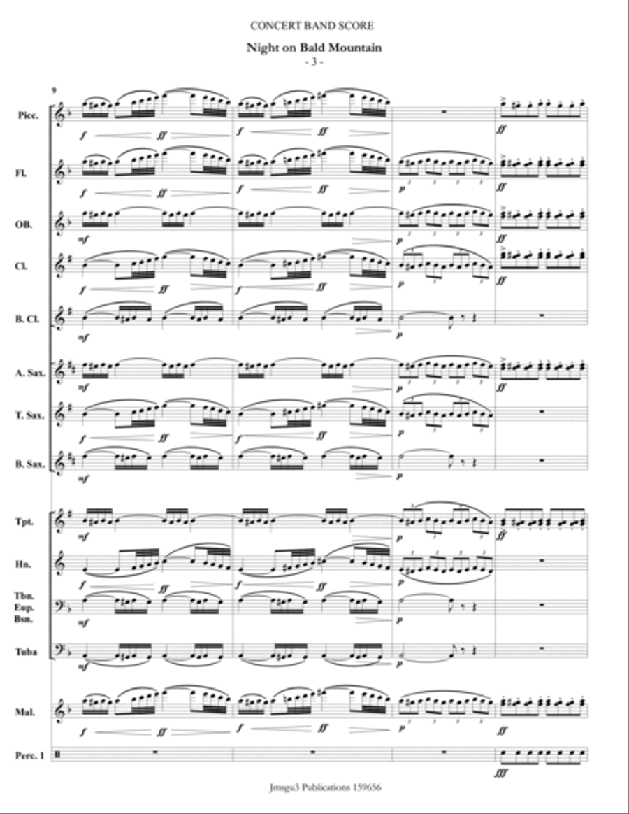 Mussorgsky: Night on Bald Mountain for Concert Band Concert Band scores gallery preview page 3