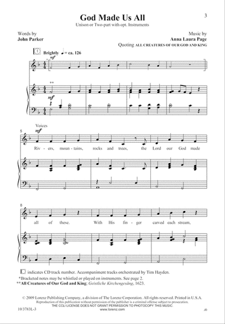 God Made Us All Unison Choir scores gallery preview page 3