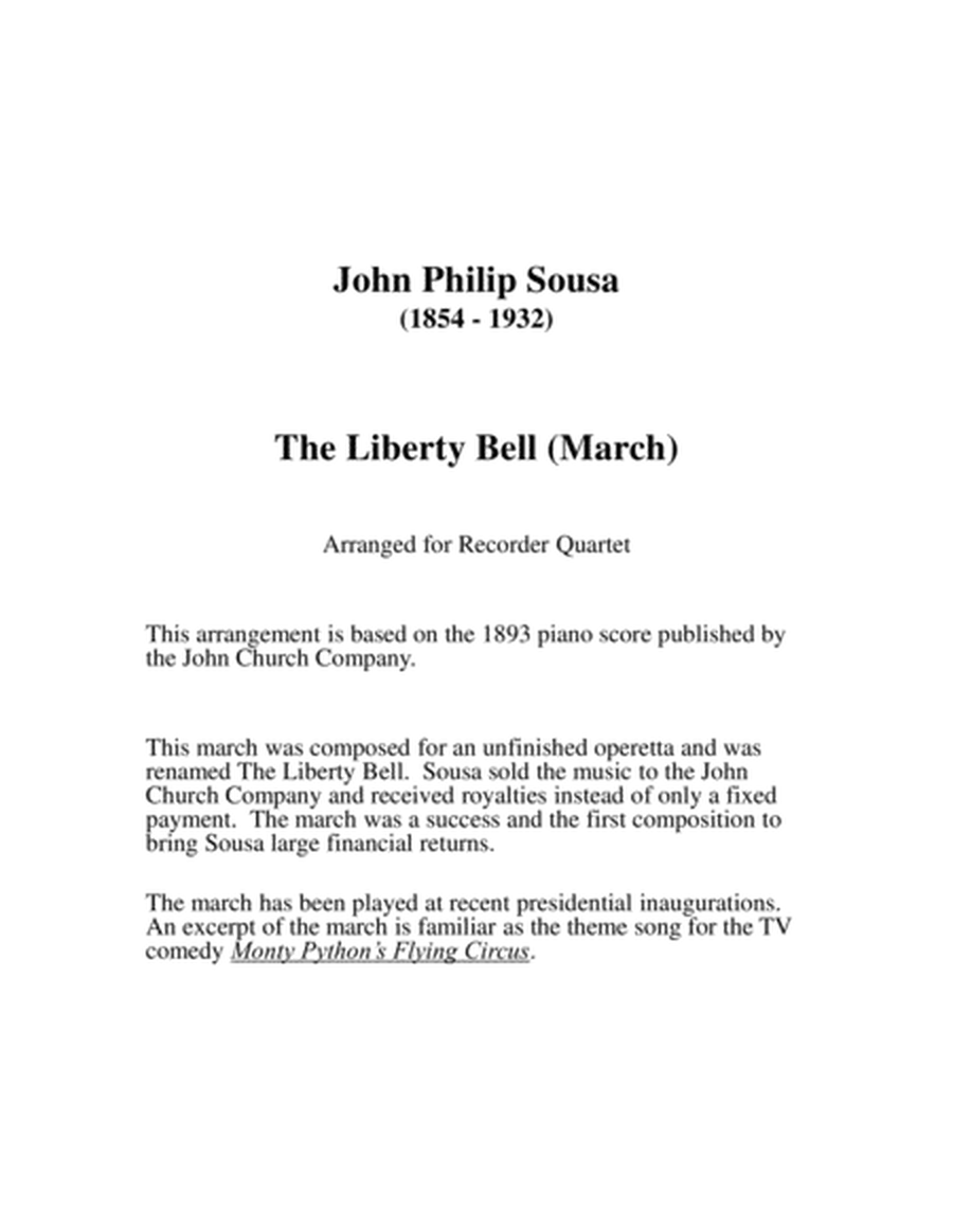 Liberty Bell (March) for Recorder Quartet image number null