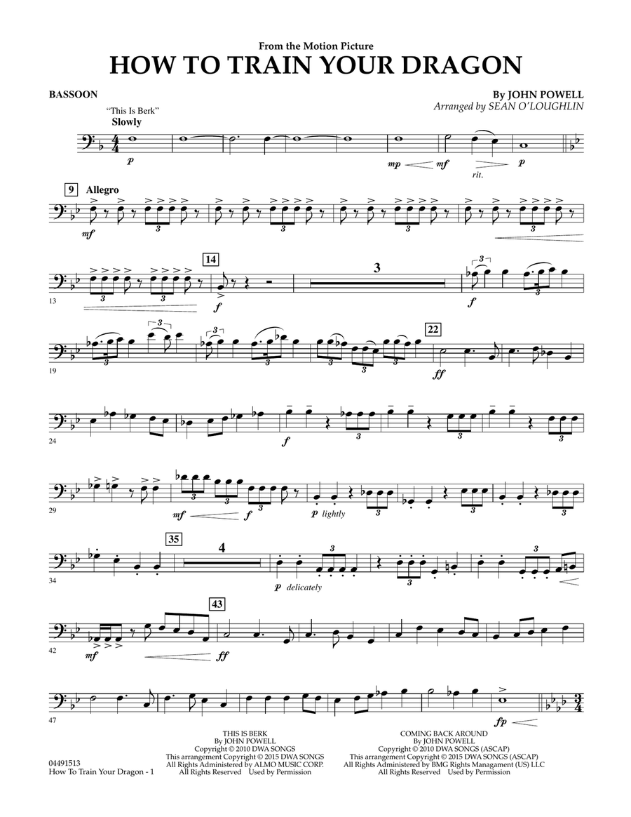 Book cover for How to Train Your Dragon - Bassoon