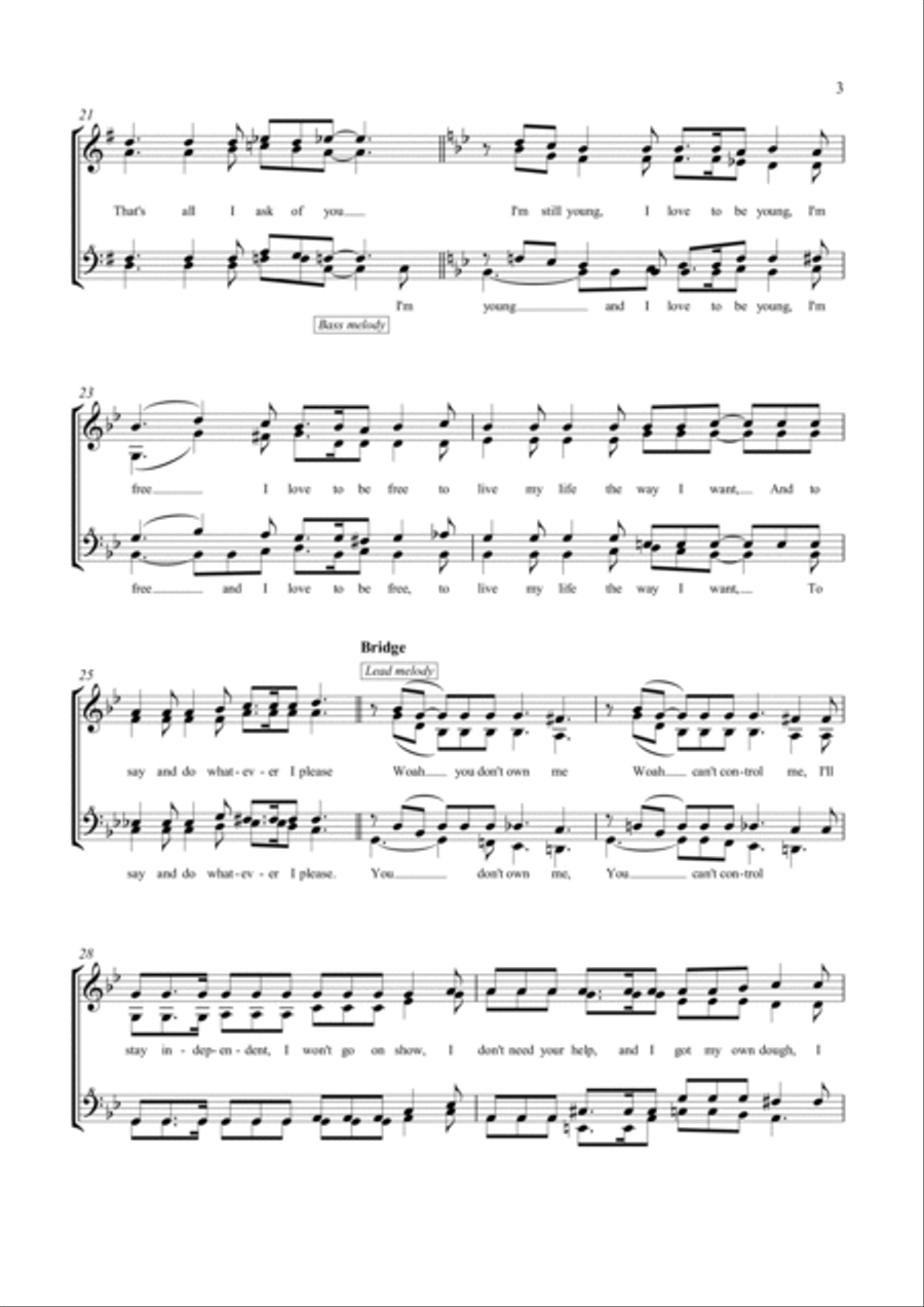 You Don't Own Me SSAA scores gallery preview page 3