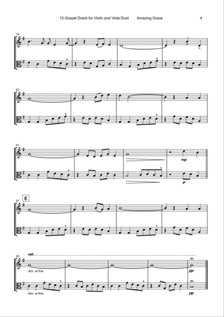 10 Gospel Duets for Violin and Viola String Duet scores gallery preview page 6