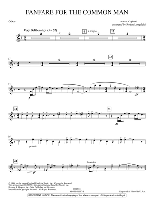 Fanfare For The Common Man (arr. Robert Longfield) - Oboe