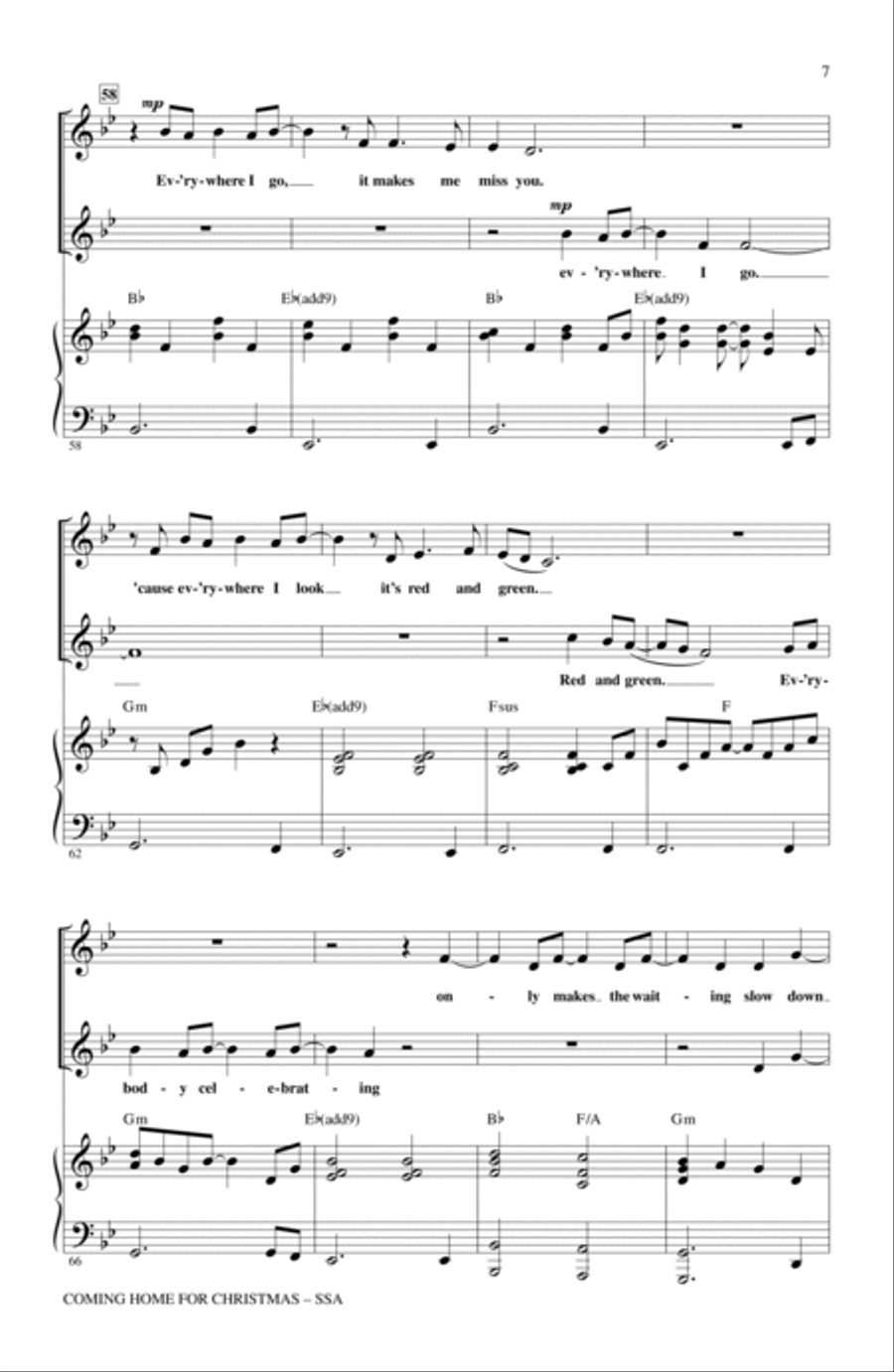 Coming Home For Christmas SSA scores gallery preview page 6