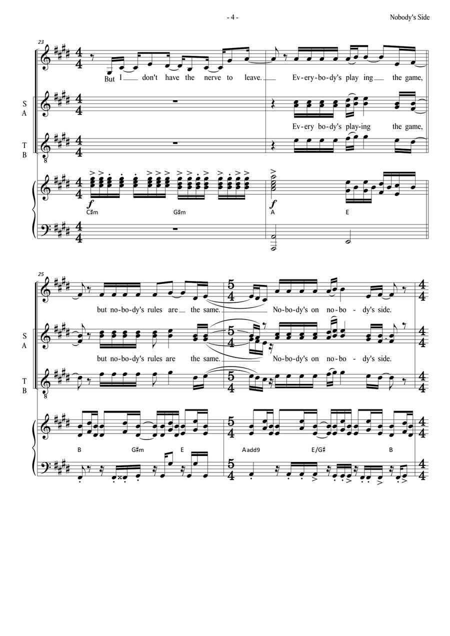 Nobody's Side (andersson/rice/ul Piano, Vocal scores gallery preview page 4