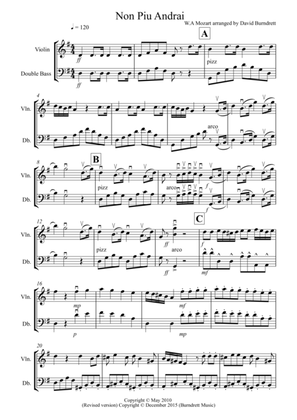 Non Più Andrai for Violin and Double Bass