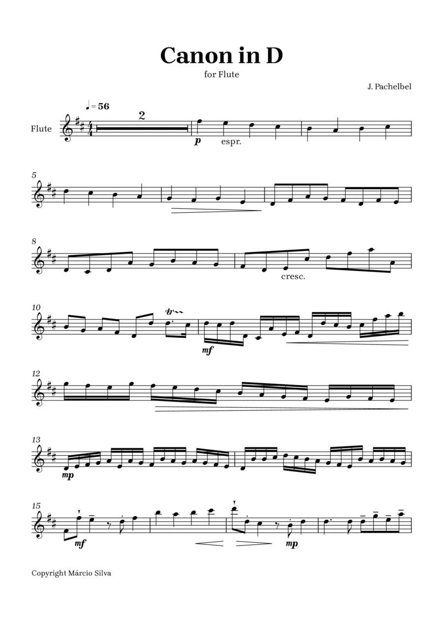 Canon in D Flute Solo scores gallery preview page 1