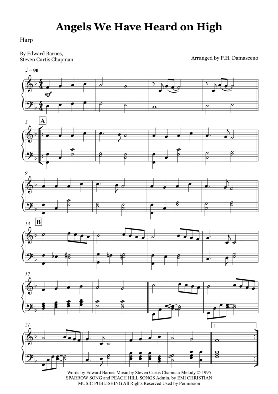 Angels We Have Heard On High Harp scores gallery preview page 1