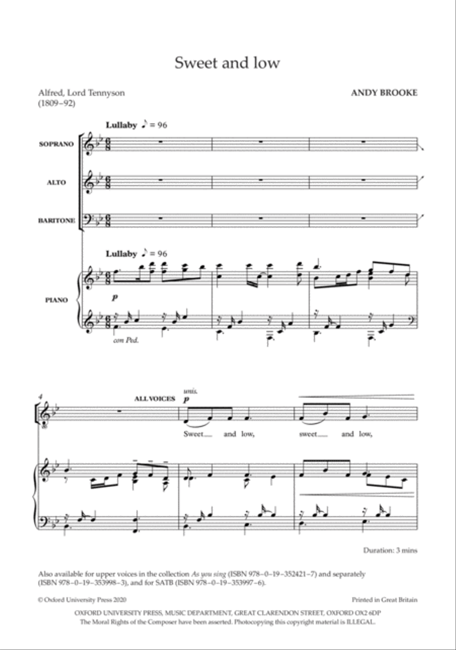 Sweet and low Choir scores gallery preview page 2
