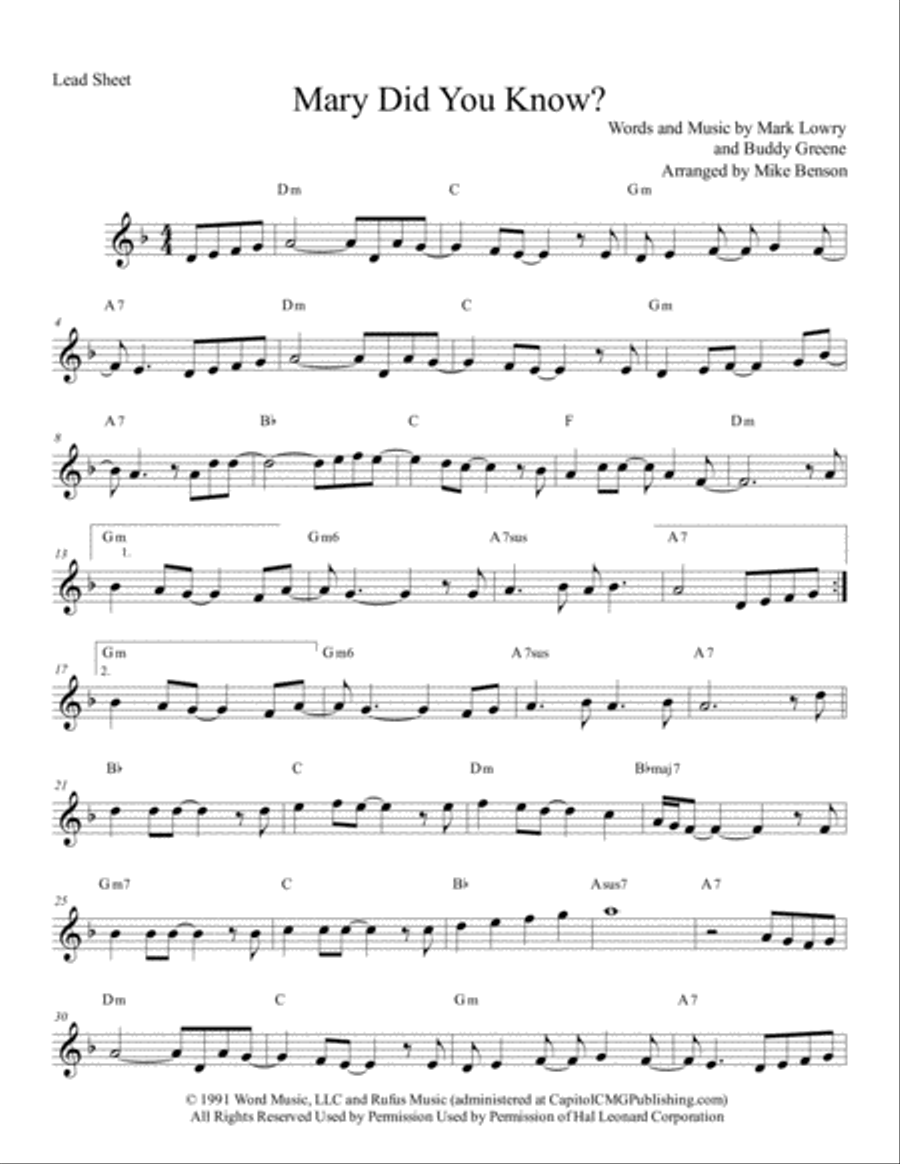 Mary, Did You Know? Small Ensemble scores gallery preview page 1