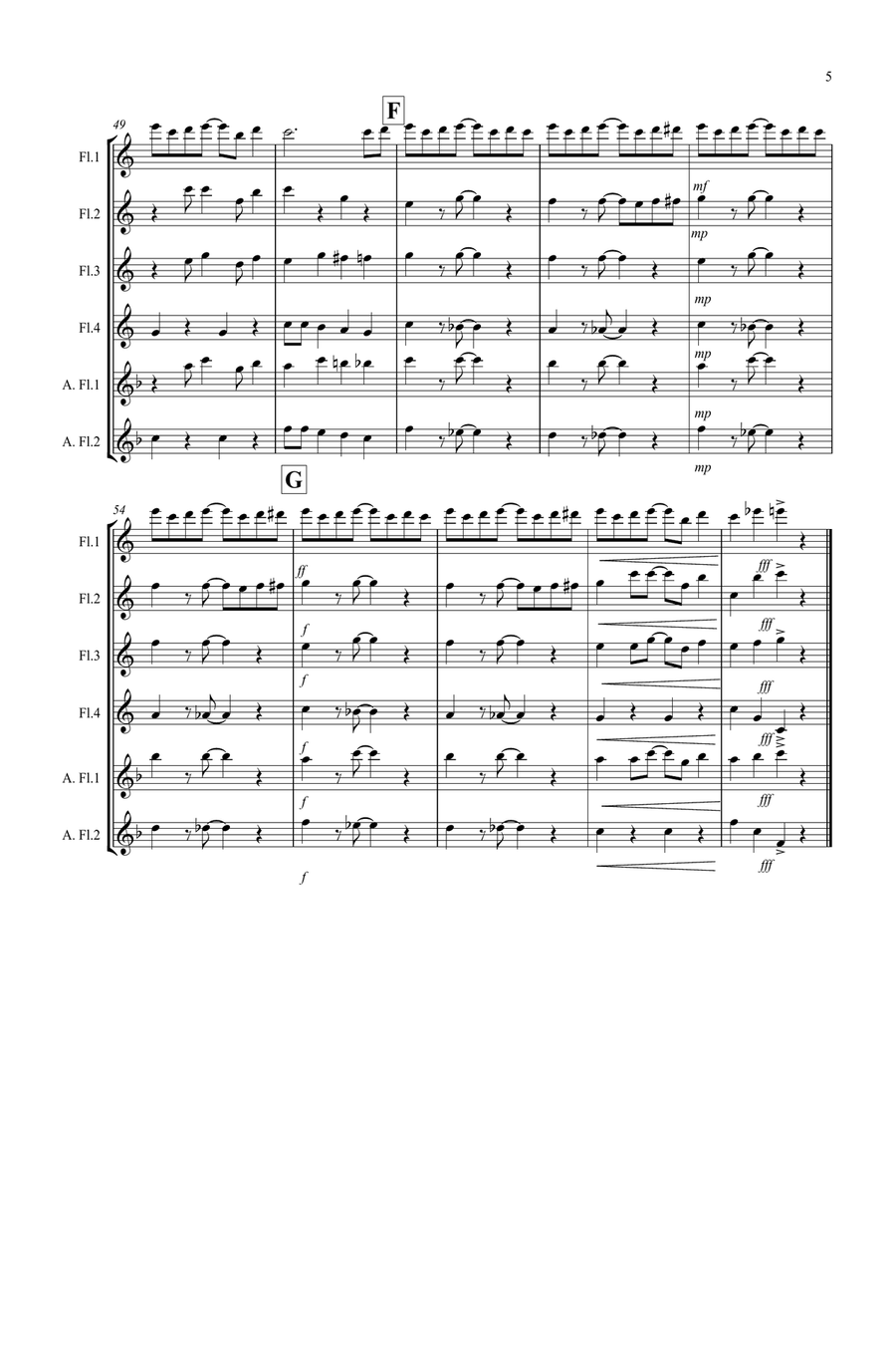 The Entertainer for Flute Quartet Flute Quartet scores gallery preview page 5