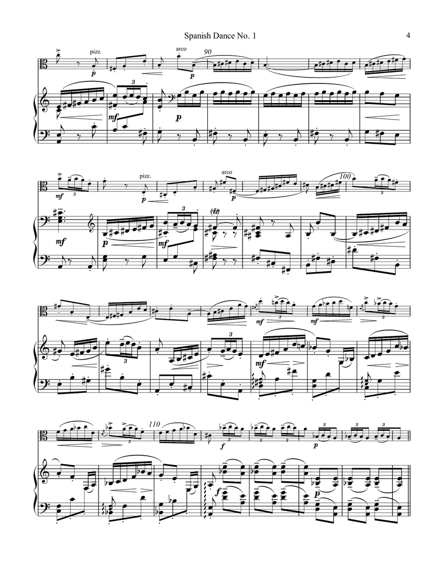 Spanish Dance No. 1, Danza from La vida breve for viola and piano Piano scores gallery preview page 5